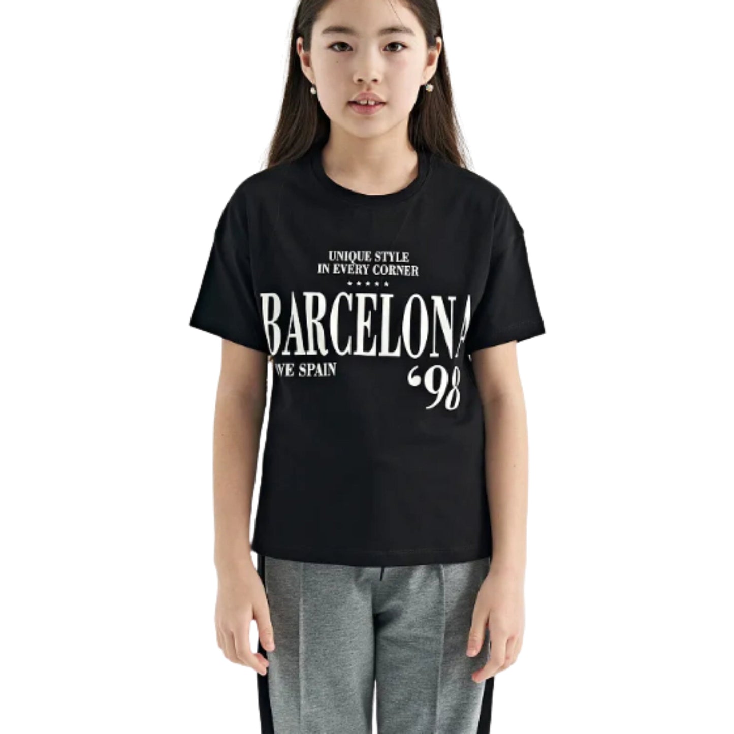 TOMMY LIFE Girls Tops S / Black TOMMY LIFE - Off Shoulder Oversize Girl's T-shirt