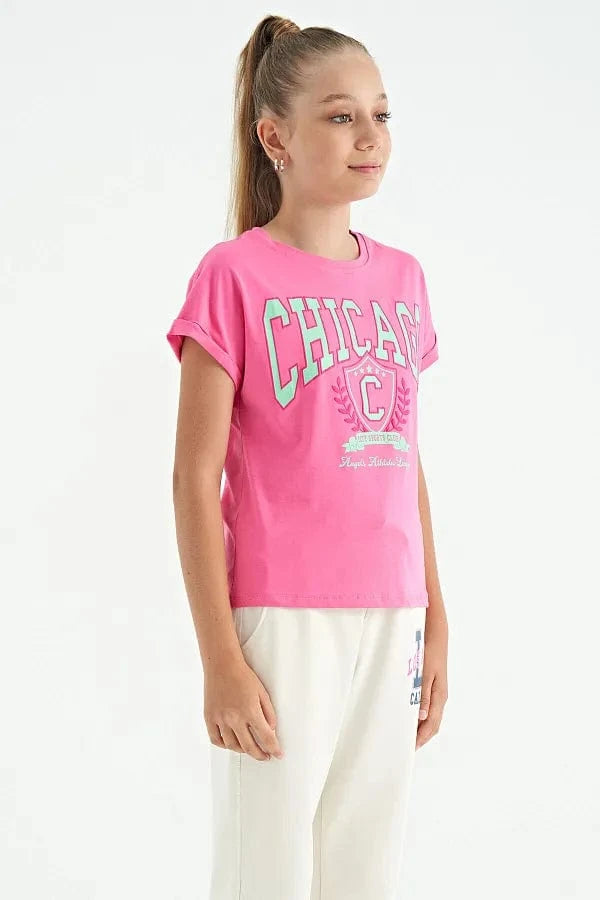 TOMMY LIFE Girls Tops M / Fuchsia TOMMY LIFE - Printed Short Sleeves