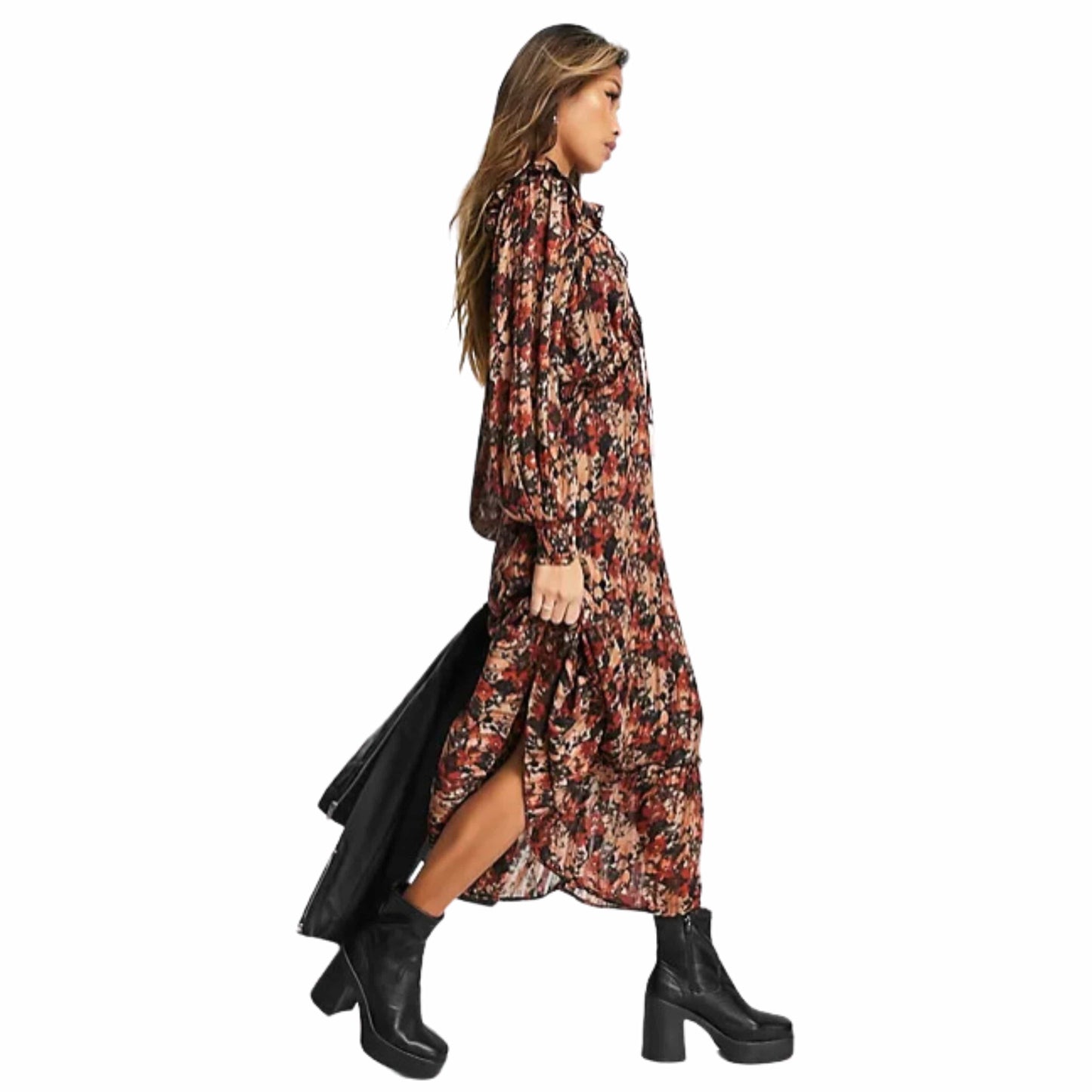 TOPSHOP Womens Dress S / Multi-Color TOPSHOP - Floral Tie Front Midi Dress