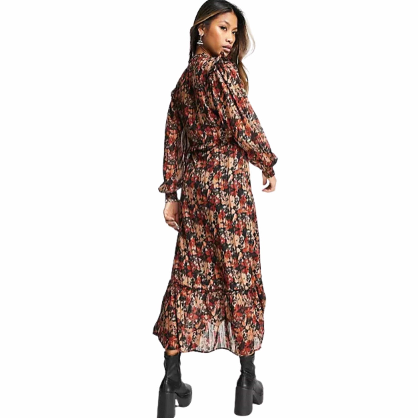 TOPSHOP Womens Dress S / Multi-Color TOPSHOP - Floral Tie Front Midi Dress