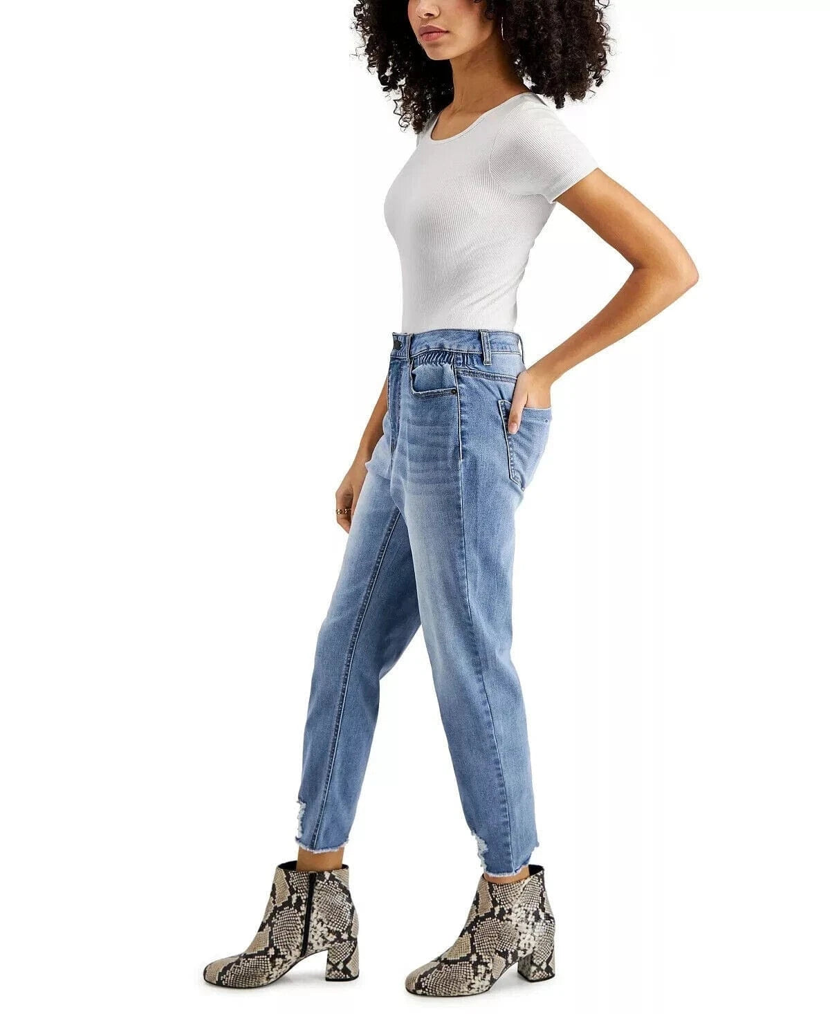 VANILLA STAR Womens Bottoms VANILLA STAR - Distressed Tapered-Leg Jeans