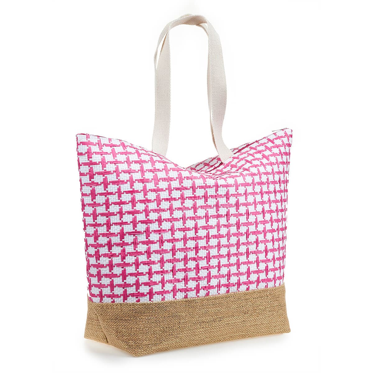 VERDE Beach Bags Multi-Color VERDE - Plaid beach woven bag