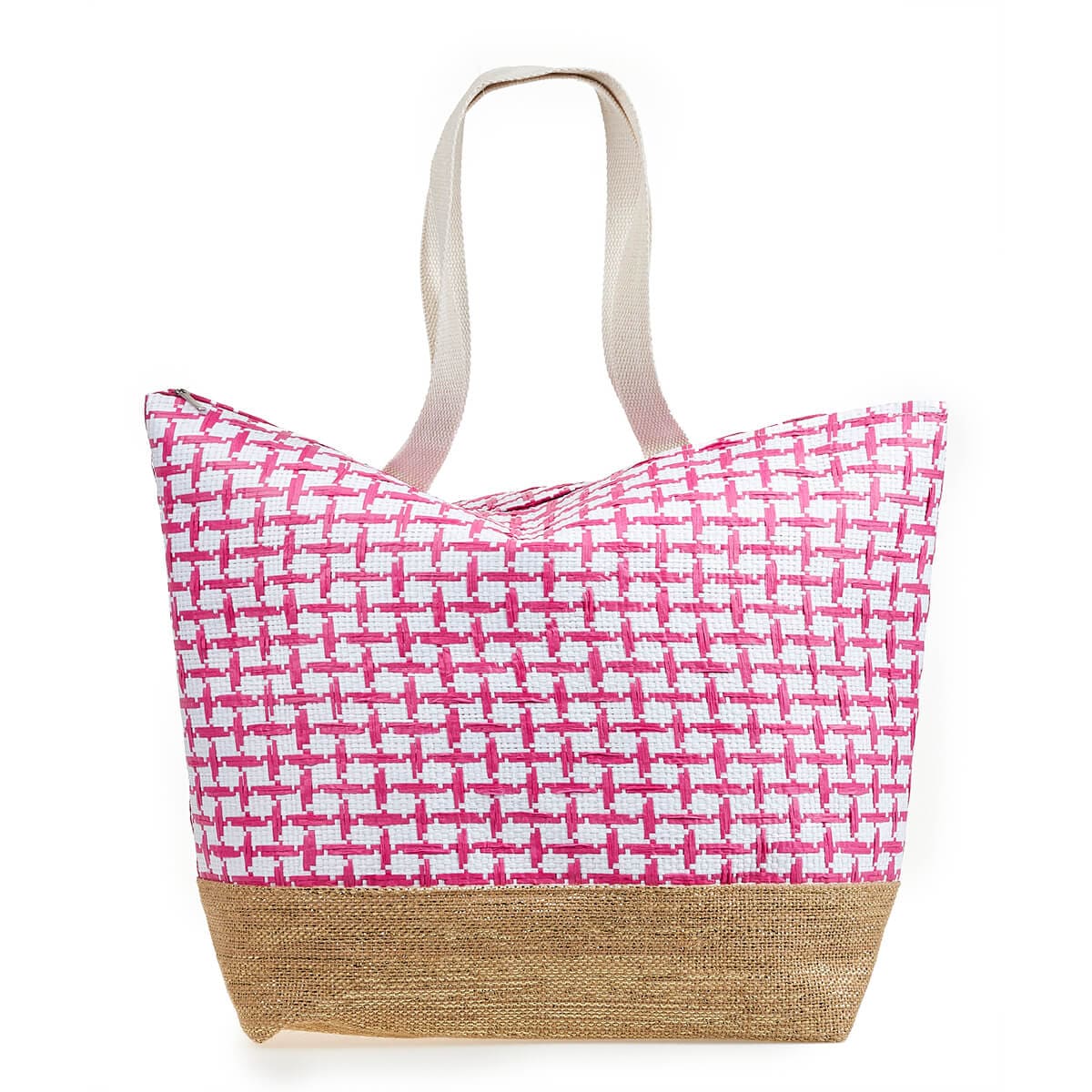 VERDE Beach Bags Multi-Color VERDE - Plaid beach woven bag
