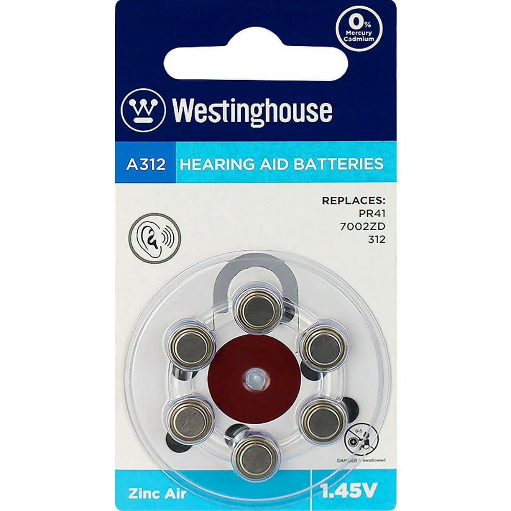 WESTINGHOUSE Electronic Accessories WESTINGHOUSE - Nexcell Hearing Aid Battery 1.45 Volt Pack of 6 - A312