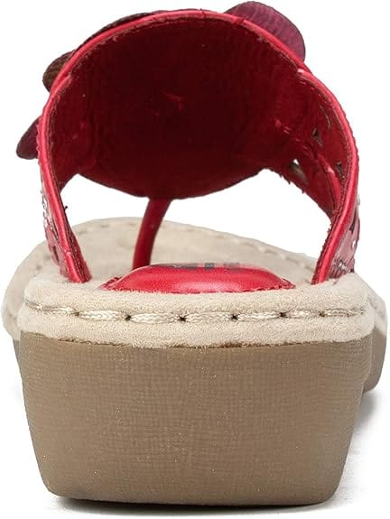 WHITE MOUNTAIN Womens Shoes 41 / Red WHITE MOUNTAIN - Faux Leather Laser Cut Thong Slippers