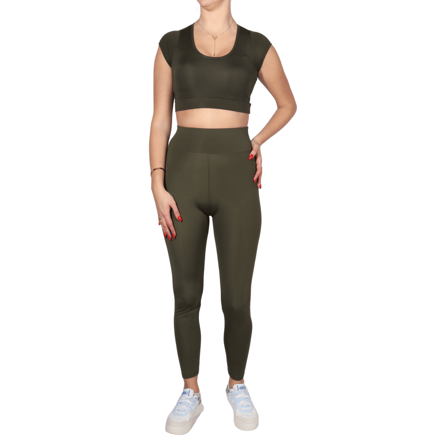 WOTTO Womens sports WOTTO - Half Sleeve Bustier High Waist Shapewear Leggings Set