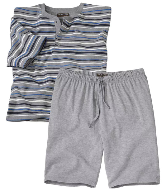 ATLAS FOR MEN - Striped Collar Pajama Set