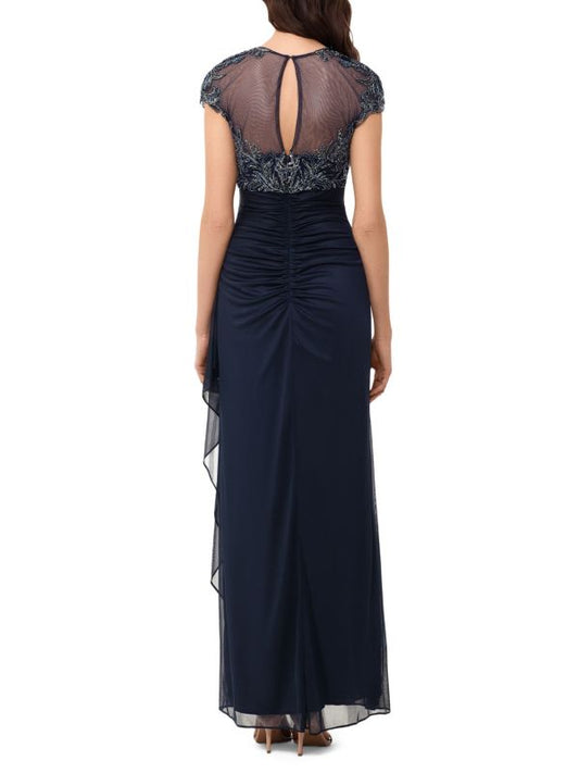 XSCAPE - Sheer Illusion Beaded Dress