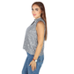 SHEIN - Sleeveless blouse with choker neck and silver embroidery