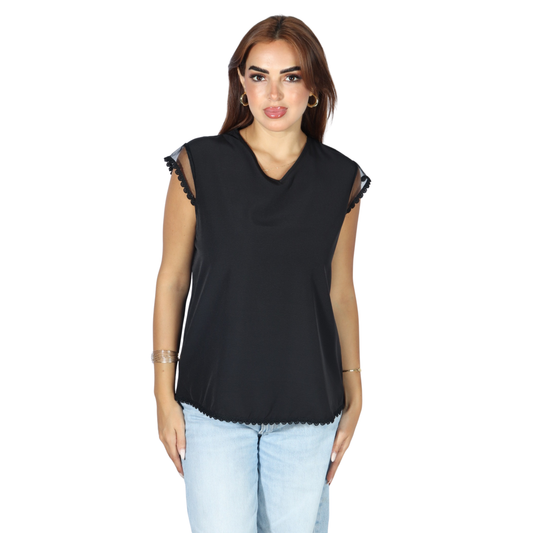 SHEIN - Lace Sleeve Blouse