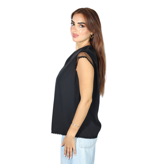 SHEIN - Lace Sleeve Blouse