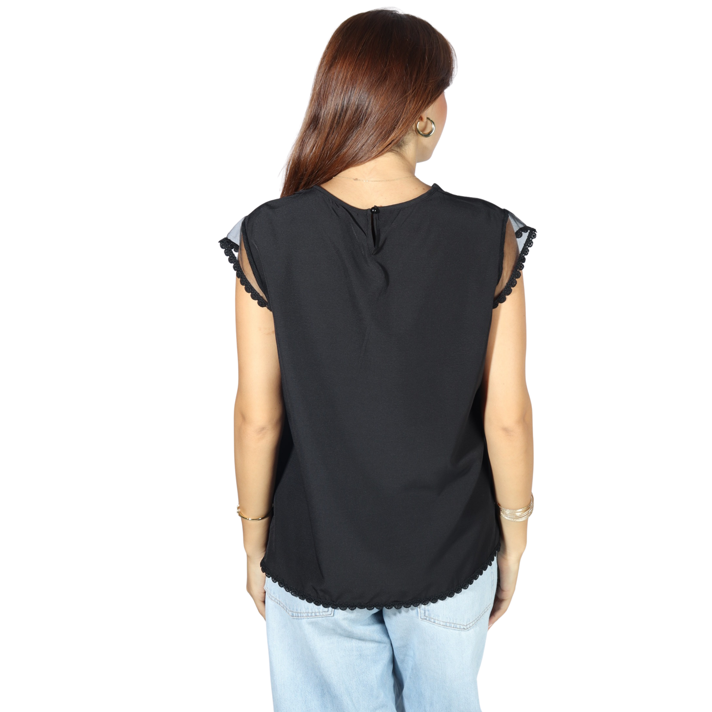 SHEIN - Lace Sleeve Blouse
