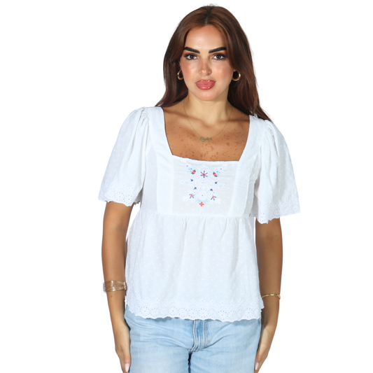 OLD NAVY - Swiss-Dot Flutter Sleeve Tie-Back Top