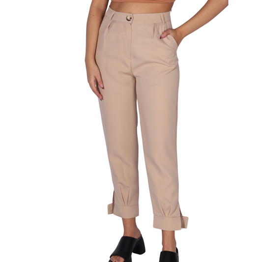 SHEIN - Solid Buttoned Cuff Tapered Pants