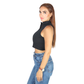 SHEIN - Half Zip Rib-knit Crop Top