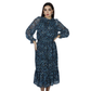 AQUA - Animal Print Tie Neck Tiered Midi Dress