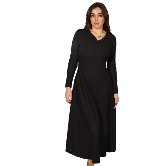 SHEIN - Sold Color Long Sleeves Midi Dress