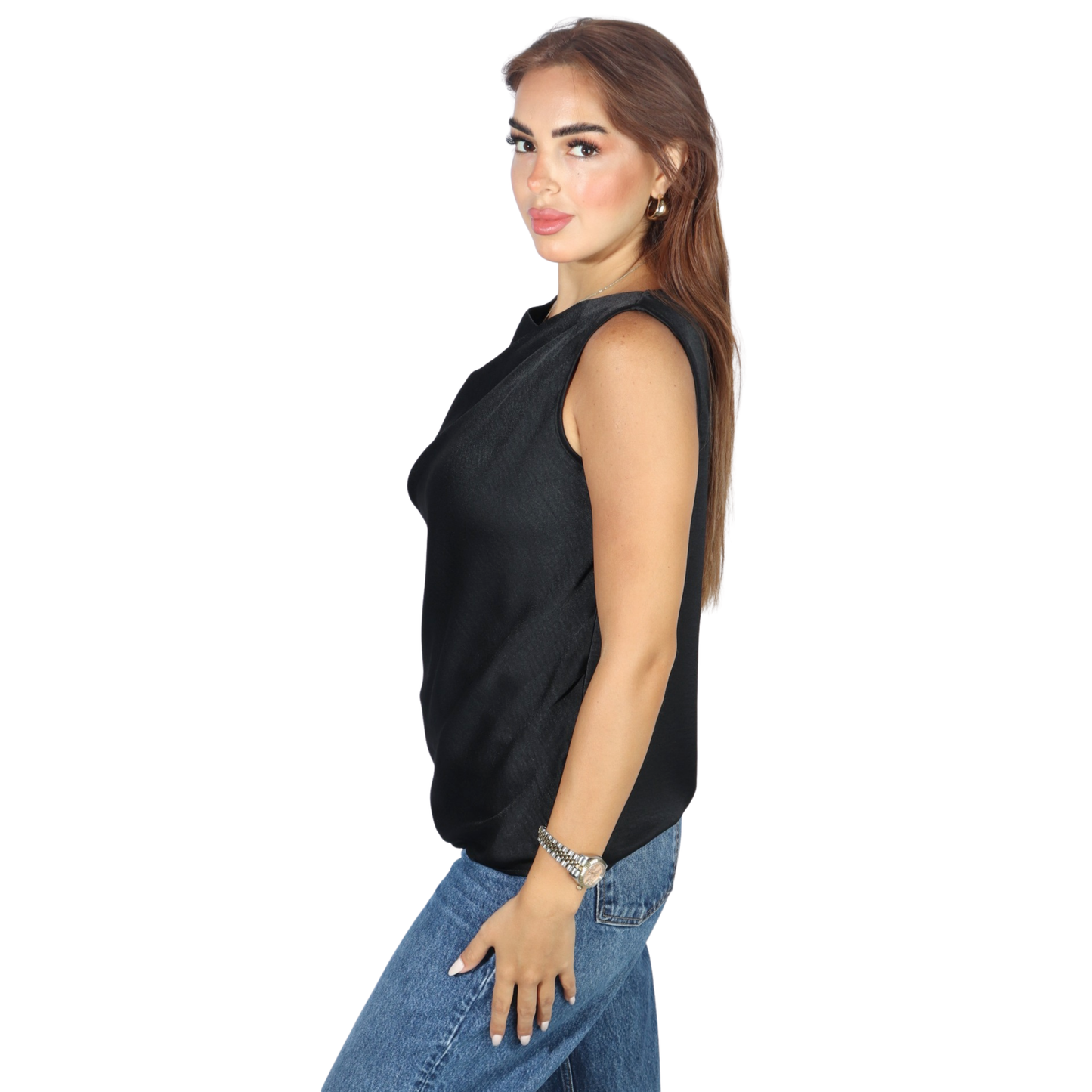 SHEIN - Sleeveless Satin Blouse