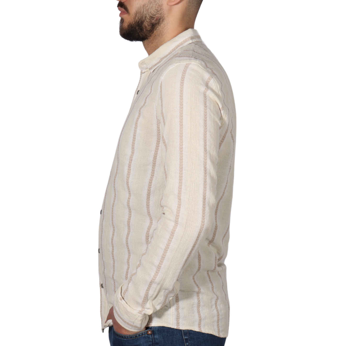 DYNAMO - Stripped button up long sleeve shirt