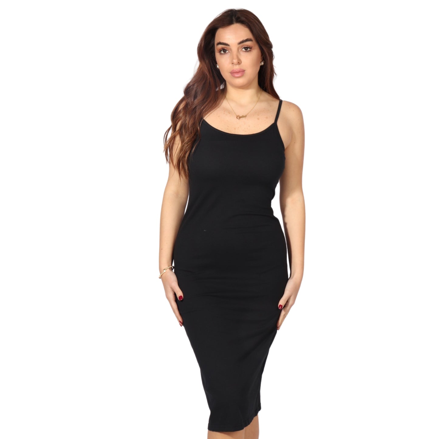 SHEIN - Simple solid cotton midi dress