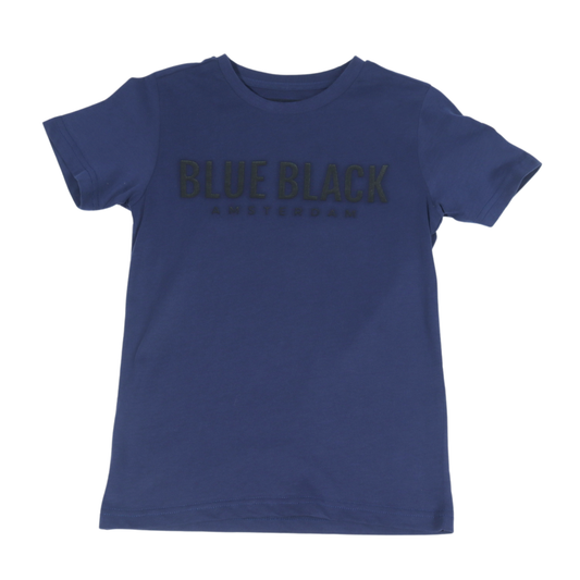 BLUE BLACK - Solid color graphic print style t-shirt