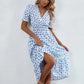 SHEIN - Floral Print Ruffle Hem Shirred A-line Dress