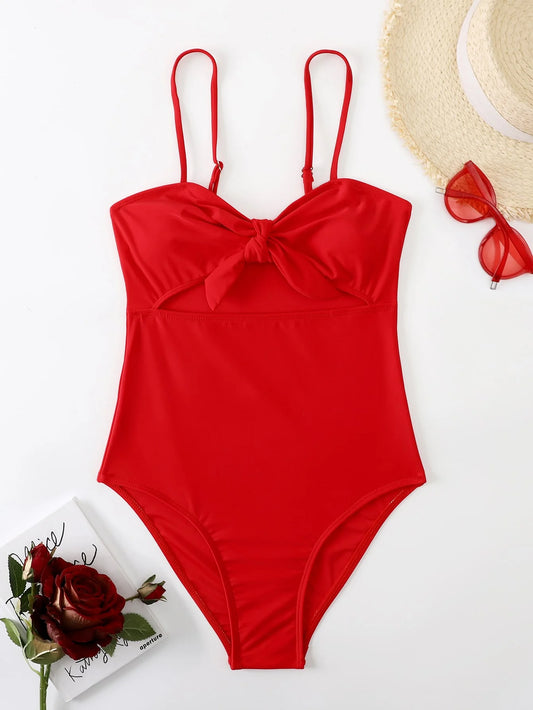 SHEIN - One-piece swimsuit with knot opening