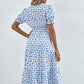 SHEIN - Floral Print Ruffle Hem Shirred A-line Dress