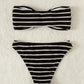 SHEIN - Swim Summer Beach Striped Textured Bandeau Bikini