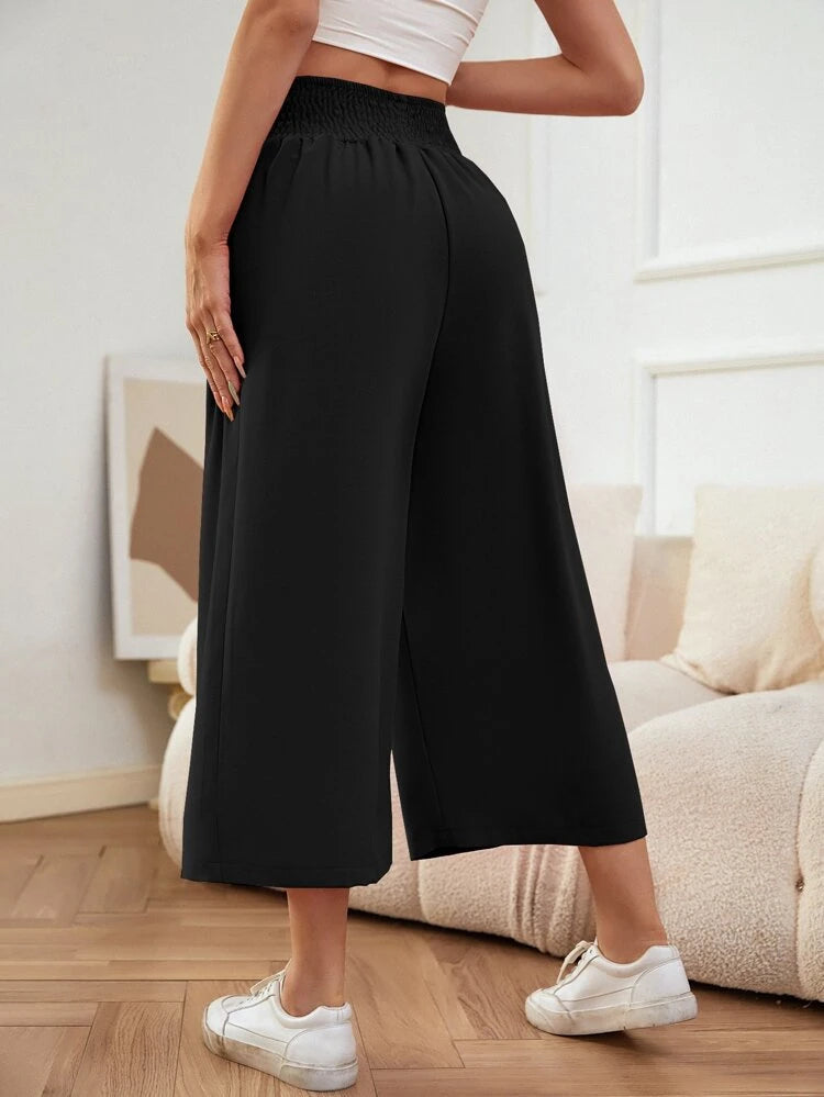 SHEIN - Ribbed Waist Wide Leg Pant