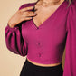 SHEIN -  Lantern Sleeve Button Front Crop Top