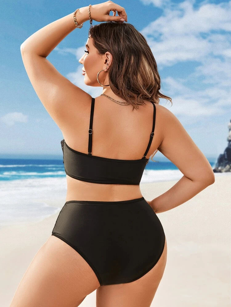 SHEIN - Drawstring Wireless Bra Top & High Waist Bikini