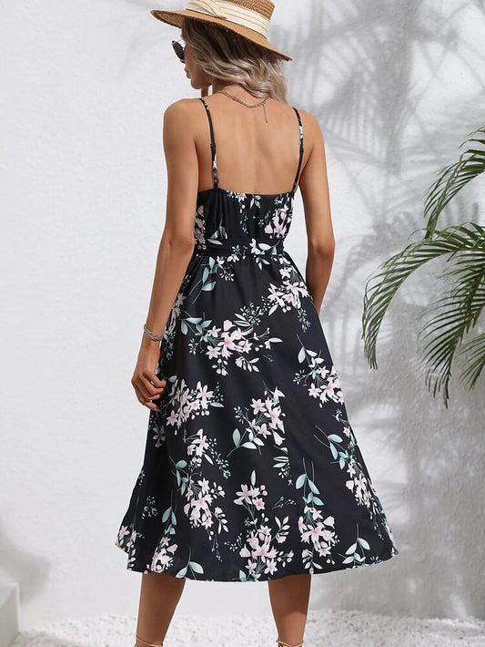 SHEIN - Floral Print Belted Cami Dress