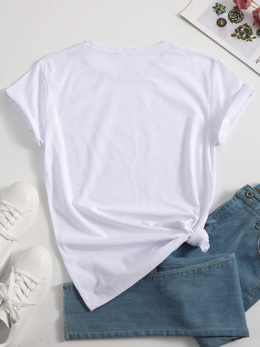 SHEIN -  Heart Print "One Day at a Time" T-Shirt