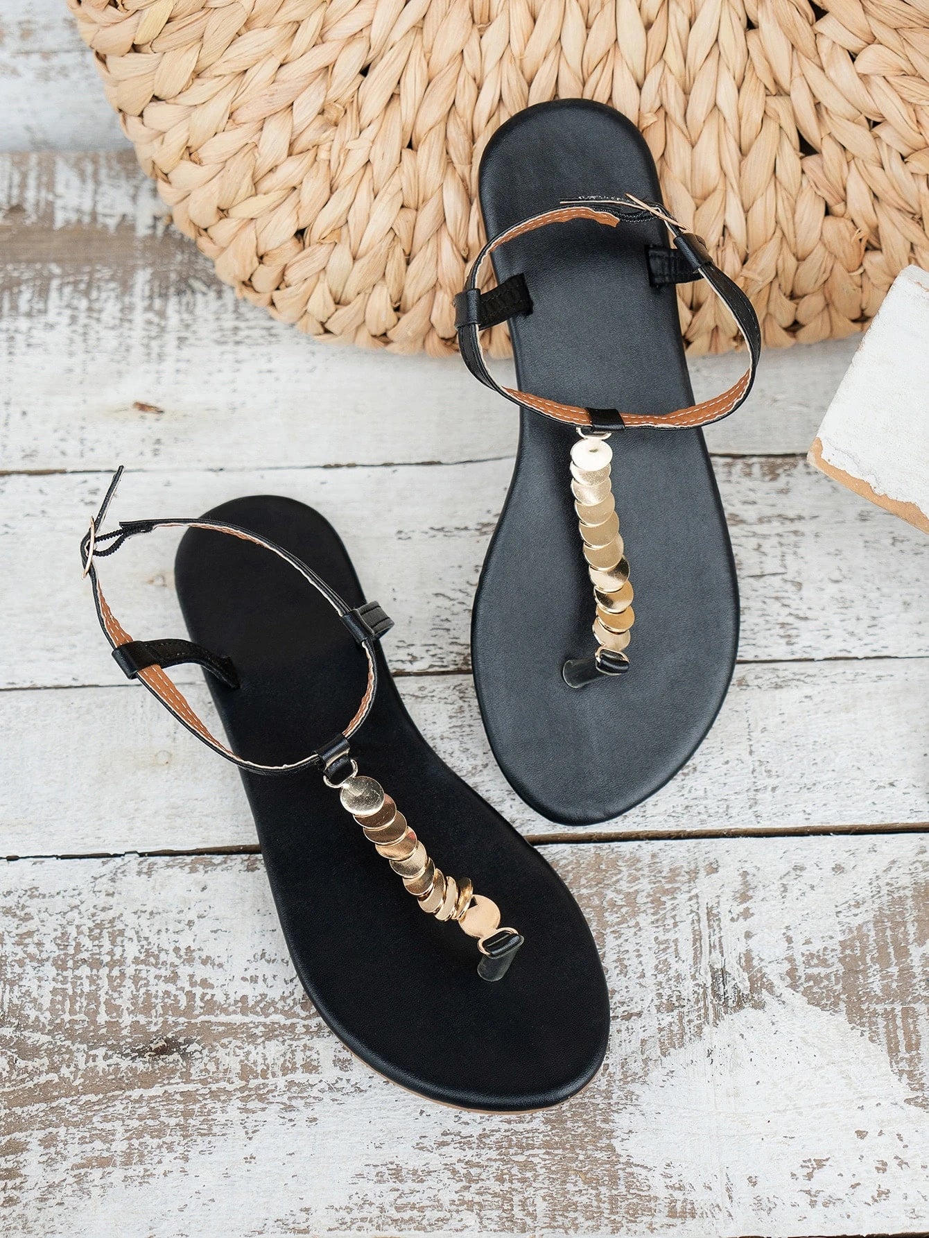 SHEIN - Flat Heel Holiday Sandals