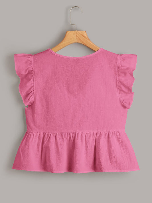 SHEIN -  Ruffle Trim Peplum Top