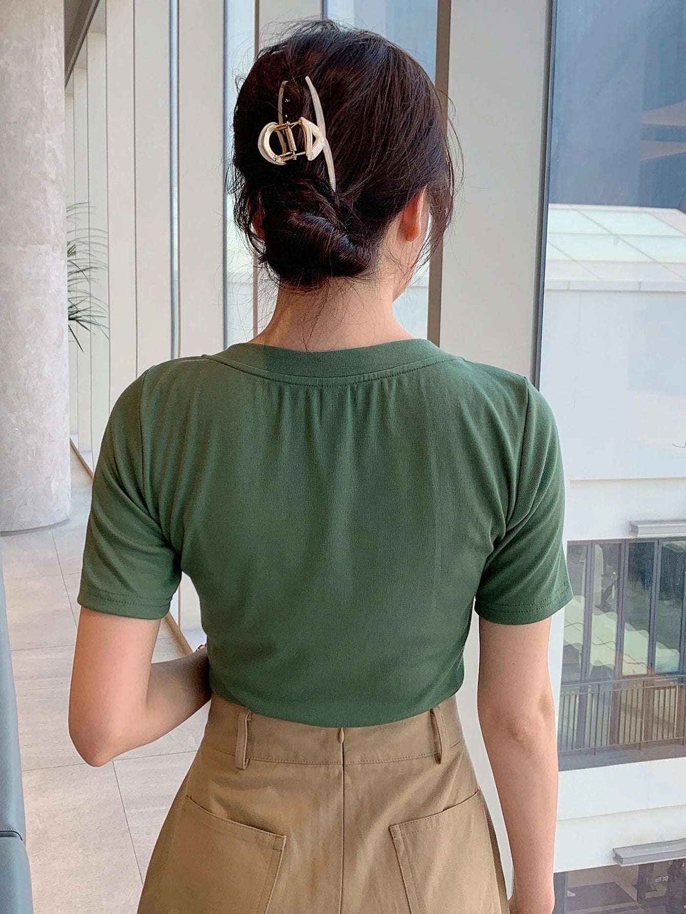 SHEIN - Slogan Graphic Asymmetrical Neck T-Shirt