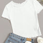 SHEIN - Lettuce Hem Short Sleeve Blouse