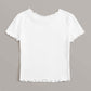 SHEIN - Lettuce Hem Short Sleeve Blouse