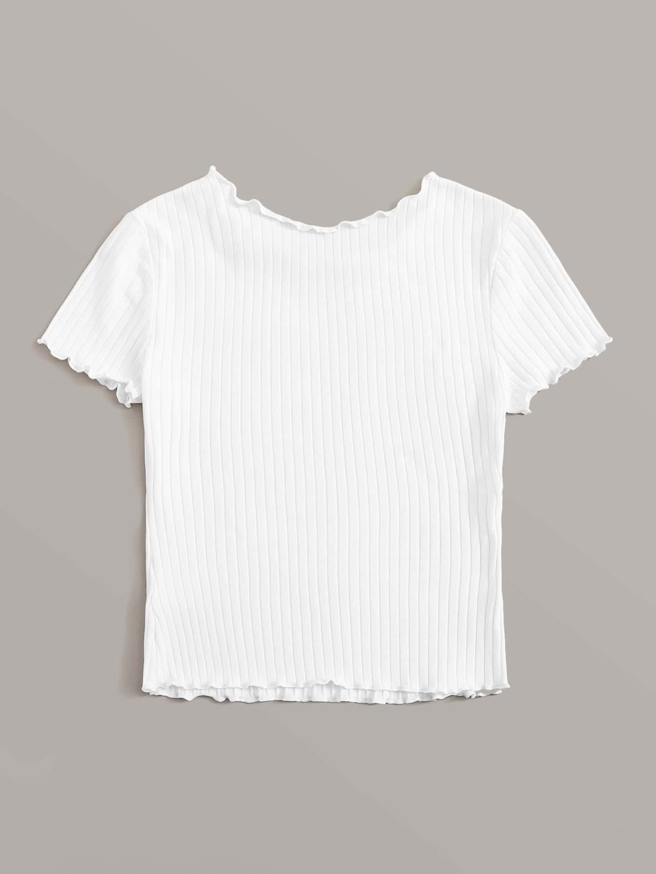 SHEIN - Lettuce Hem Short Sleeve Blouse