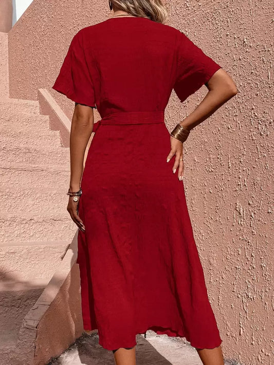 SHEIN - Solid Knot Side Wrap Dress
