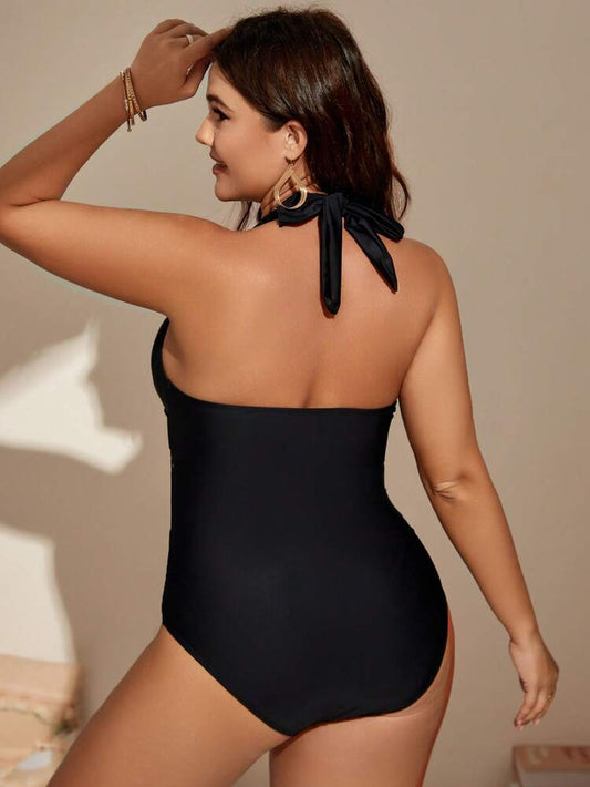 SHEIN -  Studded Halter One Piece Swimsuit