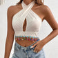 SHEIN - Crisscross Tie Backless Halter Top