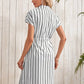 SHEIN - Striped Print Drawstring Waist Shirt Dress