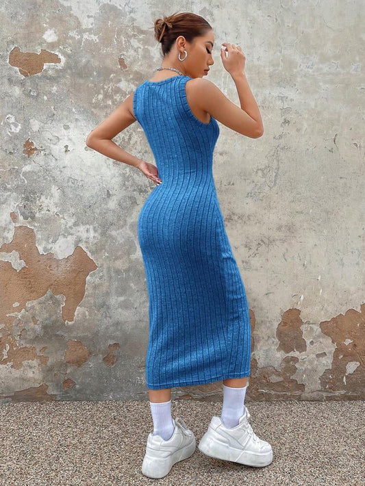 SHEIN -  Solid Ribbed Knit Tank Dress