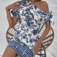 SHEIN - Floral Print Asymmetrical Neck