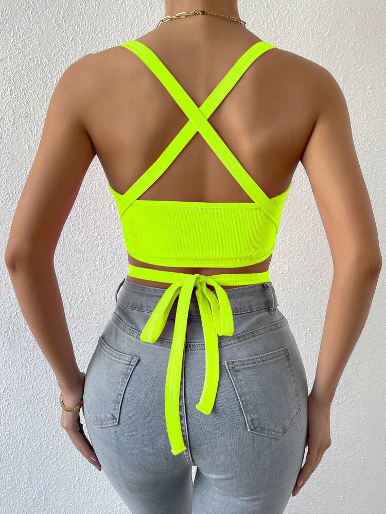 SHEIN - Tie Back Crop Halter Top