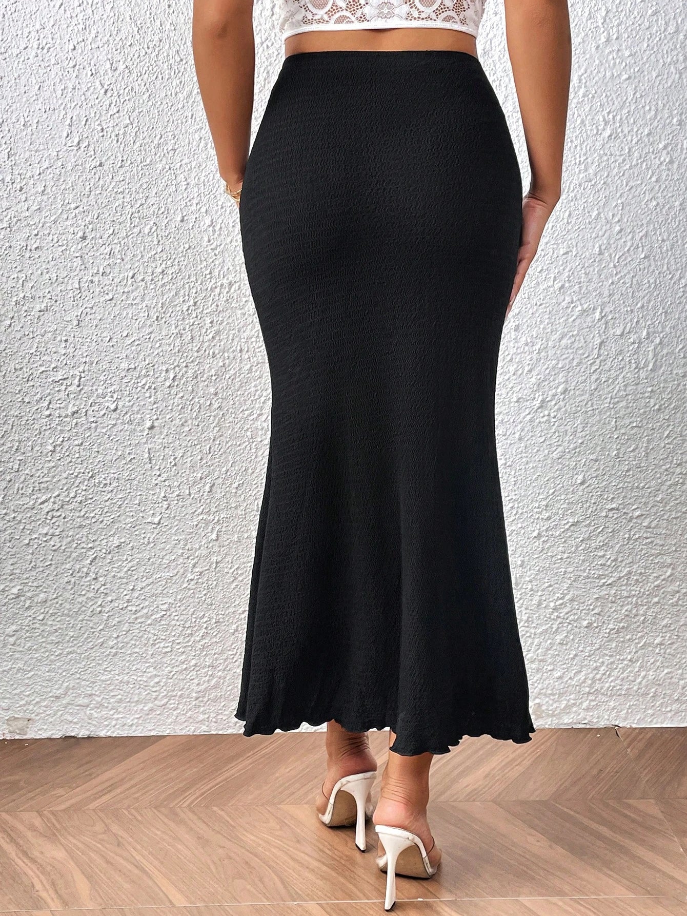 SHEIN -  Ruffle Collar safflower Embellished Elegant Skirt
