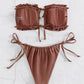SHEIN - Tube Top Drawstring Bottom Bikini
