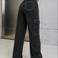 SHEIN - Top-stitching Flap Pocket Side Cargo Jeans